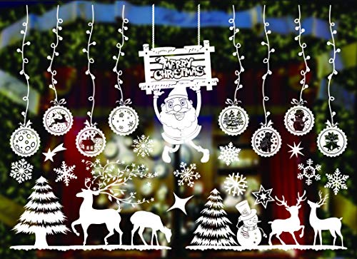 KATELUO Pegatinas para ventanas de Navidad, decoración de ventanas, suministros de Año Nuevo, decoraciones DIY para puertas, ventanas, vitrinas y cristales, pegatinas reutilizables de PVC (JC-A56)
