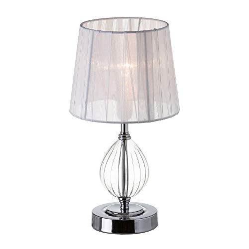 Lámpara de mesa metal-cristal blanco 17,50 x 17,50 x 33 cm