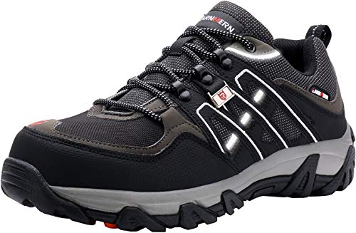LARNMERN Zapatos de Seguridad para Hombre, Puntas de Acero Antideslizantes SRC Anti-Piercing Zapatos de Trabajo (40 EU Negro)