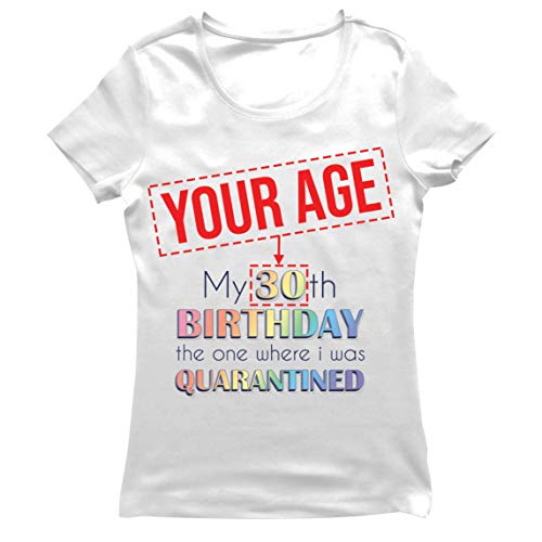 lepni.me Camiseta Mujer Bloqueo de Cuarentena 2021 Regalo de Fiesta de Cumpleaños Personalizado (L Blanco Multicolor)