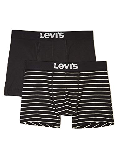 Levi's Levis 200SF Vintage Stripe 0312 Boxer Brief Pantalones, Negro (Jet Black 884), (Talla del Fabricante: Small) (Pack de 2) para Hombre