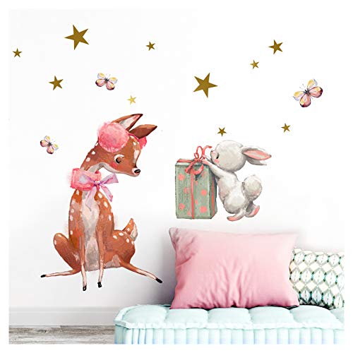 Little Deco Adhesivo decorativo para habitación de bebé, diseño de conejo y texto en alemán "I M – 93 x 89 cm (ancho x alto), diseño de estrellas