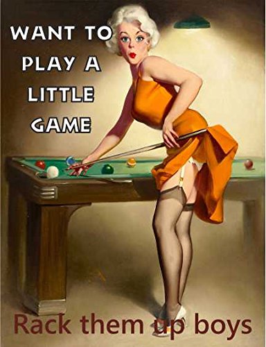 Llavero de acrílico Estilo Vintage con Texto en inglés Pin up Girl Pool Want to Play a Little Game Rack Them up Boys st Shabby Chic