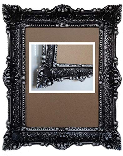 Lnxp Marco de fotos antiguo barroco en color negro y plateado, 2 de 56 x 46 cm, recto, para fotos de 30 x 40 cm o 40 x 30 cm