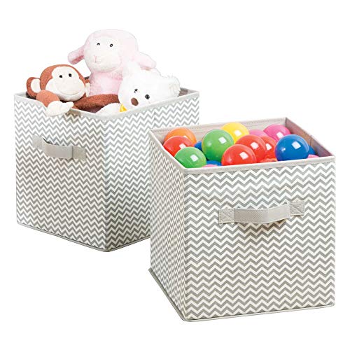 mDesign Caja para organizar juguetes - Caja de tela para artículos de bebé y niños - Organizador de tela para mantas, ropa o juguetes - Juego de 2 unidades - topo/natural