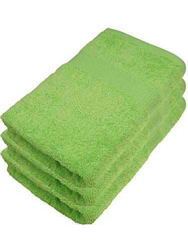 Miamar Juego de 3 toallas de ducha de 70 x 140 cm, suave y absorbente, en 15 colores, disponible en 500 g/m², 100% algodón, certificado Öko-Tex, color verde manzana