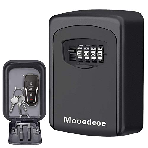 Mooedcoe Caja Fuerte Llaves Caja de Seguridad Llaves con 4 Numeros de Códigos para Guardar las Llaves en Pared o Mirilla