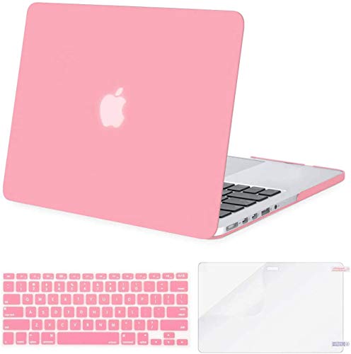 MOSISO Funda Dura Compatible con MacBook Pro 13 Retina A1425 / A1502 (Versión 2015/2014/2013/fin 2012), Carcasa Rígida de Plástico & Cubierta de Teclado & Protector de Pantalla, Rosa Claro