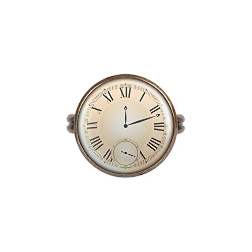 Mylery Anillo con Motivo Dial Reloj de Bolsillo Falso de imitación Bronce 16mm