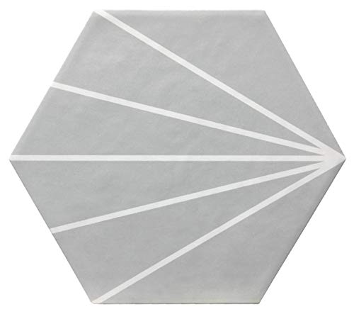 Nais - Baldosas cerámicas para suelos y paredes de interior - Colección Hexatile - Color Abanico Gray (17,5x20 cm) - Caja de 0,71 m2 (25 piezas)