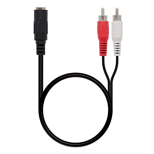 NanoCable 10.24.1301- Cable de audio estereo tipo Jack a RCA, 3.5/H-2xRCA/M, macho-hembra, negro, 1.5mts