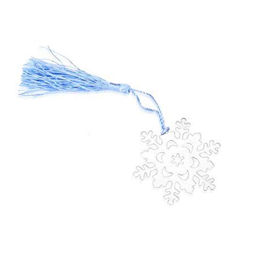 ndier 6 x6 cm Bella de Plata del copo de nieve de navidad Bookmark cavidad del Acero inoxidable Bookmark delicado con Ice Blue Napa papelería y Productos para oficina