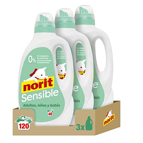 Norit Sensible - Detergente Líquido Hipoalergénico para Pieles Sensibles y Atópicas, apto para Adultos, Niños y Bebés - Pack de 3 x 2120 ml: 6.360 ml