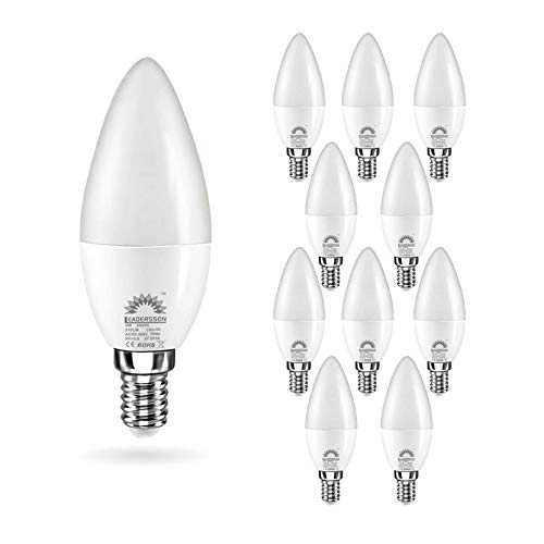 Pack de 10 Bombillas LED E14 Bajo Consumo CHILE C37 · Lámpara LED 6W con 510 Lm. · 4500K Blanco Neutro · Medidas: 37mm Ø x 105mm ** 1 BOMBILLA DE REGALO [Clase energética: A+]