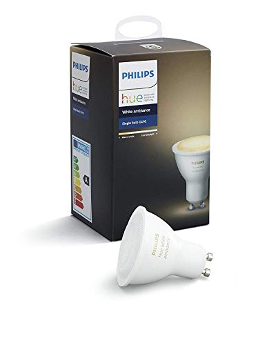 Philips Hue Bombilla Inteligente LED GU10, 5.5W, Luz Blanca de Cálida a Fría, Compatible con Alexa y Google Home