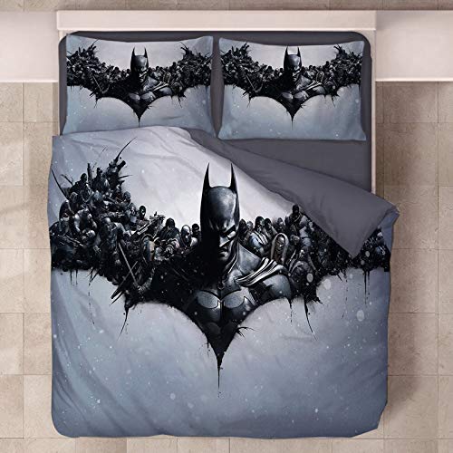 POMJK Juego de ropa de cama de Batman, funda nórdica de microfibra, juego de 3 piezas, incluye 1 funda nórdica y 2 fundas de almohada (sin relleno) (A02, King220 x 240 cm)