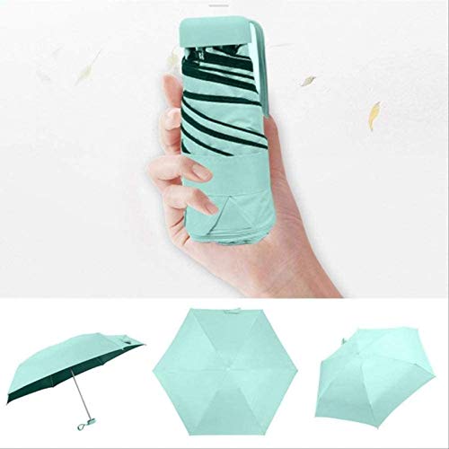 Pxjdh Paraguas de Bolsillo Ligero, pequeño, Plano, con 50% de Descuento, Mini sombrilla, protección Solar y sombrilla con protección UV, Azul Claro