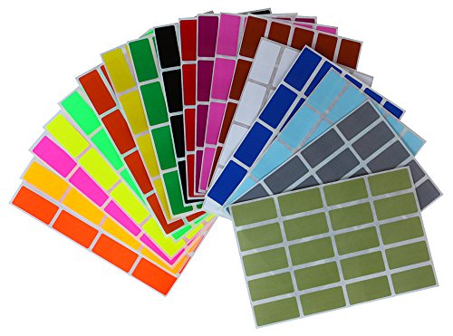 rectangle Code couleur Stickers 4 x 1,9 cm rectangle étiquette en 18 Assortiment de couleurs Nom étiquettes pour enfants (40 mm x 19) 360 Lot par Royal Vert