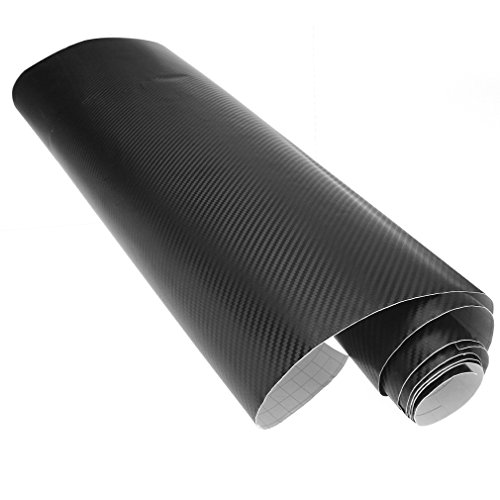 Rollo de vinilo de fibra de carbono 3D, 60 cm x 2 m, color negro