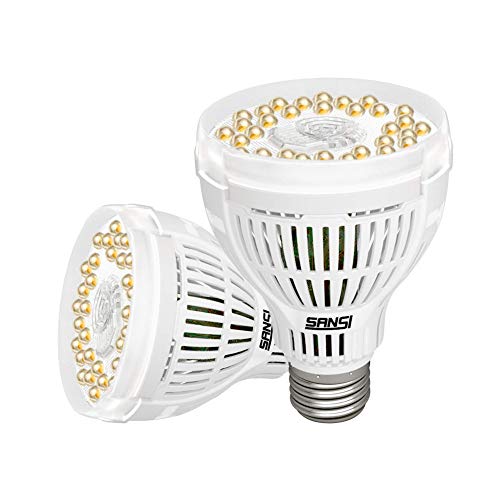 SANSI Pack de 2 lámparas LED para plantas, espectro completo, E27, 15 W, luz blanca para plantas de interior, lámpara de crecimiento para invernaderos, jardines interiores, flores, verduras, frutas