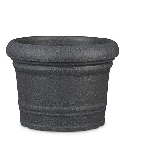 Scheurich Formia - Maceta de plástico Negro y Granito, 50 cm de diámetro, 38 cm de Alto, 42 litros de Capacidad, diámetro y Altura