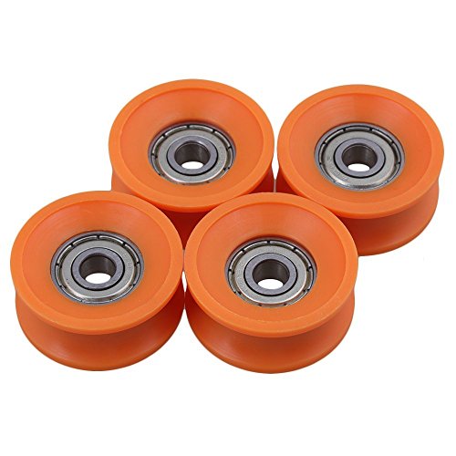 sgerste 4pieces 6 x 30 x 13 mm Rodamientos sellados con revestimiento de plástico acero 606ZZ profundo U Guía Groove Pulley Rail bola rodamiento rueda naranja