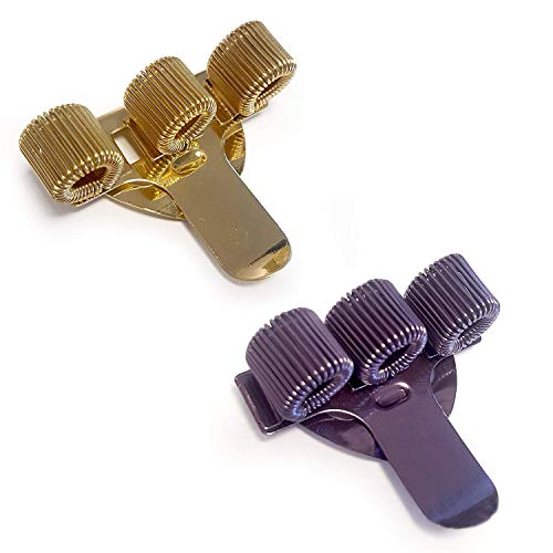 Soporte para bolígrafos metálico triple con clip de bolsillo, ideal para médicos, enfermeras y pilotos, 2 unidades, color dorado y morado.