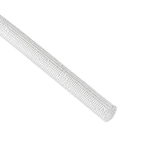 sourcing map Funda aislante de fibra de vidrio de PVC de 600C blanco temperatura resistencia de 5 m de longitud de 8 mm de diámetro
