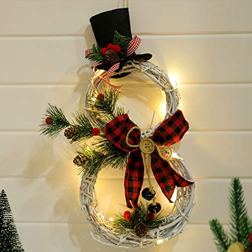 Stafeny Decoraciones de Navidad Guirnaldas de vid Navidad muñecos de nieve con luces adecuadas para árboles de Navidad, ventanas y otras decoraciones del hogar colgantes 40 x 21 cm