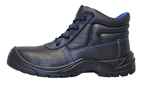 strongAnt - Zapatos de Seguridad para Hombres S3 SRC Cuero Trabajo Puntera de Acero y Entresuela de Acero Antideslizante Botas Negro - 39