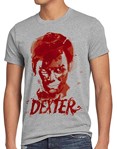 style3 Dexter reguero de Sangre Camiseta para Hombre T-Shirt Erie Asesinato Morgan, Talla:L, Color:Gris Brezo