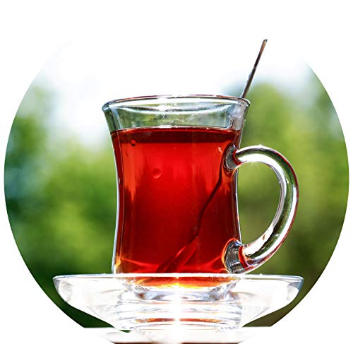 Topkapi - Juego de té turco de 18 piezas Keyif ultan, 6 vasos de té, 6 posavasos, 6 cucharillas de té, juego completo.