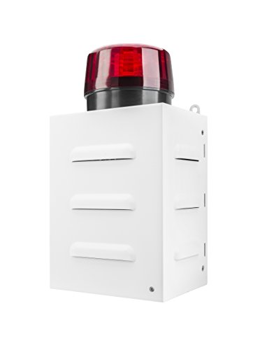 TR 1 Mando a LSM900LED Alarma Sirena De Emergencia (Mando a Distancia, Exterior, 100 Db, Carcasa de Metal, batería operativos, Pantalla LED, luz de Flash) Color Blanco