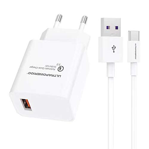 ultrapower100 Cargador Compatible con Samsung Huawei Google HTC LG Meiuzu OPPO ZTE Oneplus Nokia Sony etc. Fast Charge 3.0 Tipo C