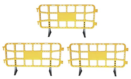 Valla de plástico obra peatonal en color amarillo de de 2 metros con patas extraíbles - 3 Vallas