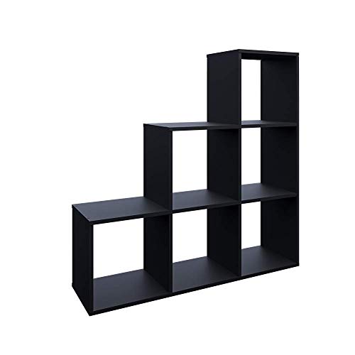 Vicco Librería Escalera Divisor 6 estantes 105 cm Negro