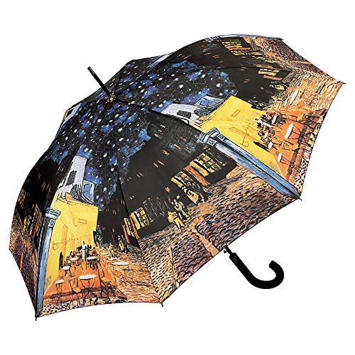 VON LILIENFELD Paraguas de Iluvia Largo Clásico Automático Grande Estable Vincent Van Gogh: Café Nocturno Mujer Hombre Motivo Arte