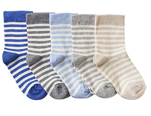 wellyou - Juego de 5 pares de calcetines para bebé, diseño de rayas Talla 20-23