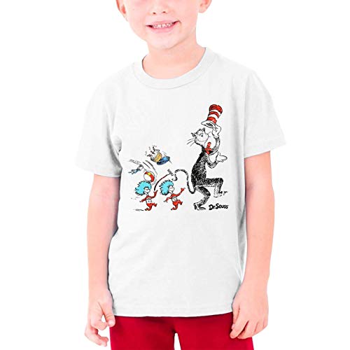 XCNGG Niños Tops Camisetas The Cat in The Hat Youth Short Sleeve T-Shirt White