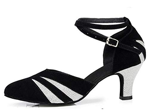 Zapatos Cerrados para Mujer Zapatos De Baile Latino Zapatos De Baile Modernos Sandalias para Banquete De Bodas Plata Negro-Tacones De 7 Cm De Altura (Exterior)_Uk4.5 / Eu36 / Our37