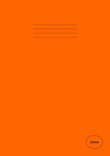 15mm: A4 School Exercise Book (48 Pages), Top Plain and Bottom 15mm Line Ruled Project Notebook | Half Lined Half Blank | 90GSM White Paper - Orange Cover