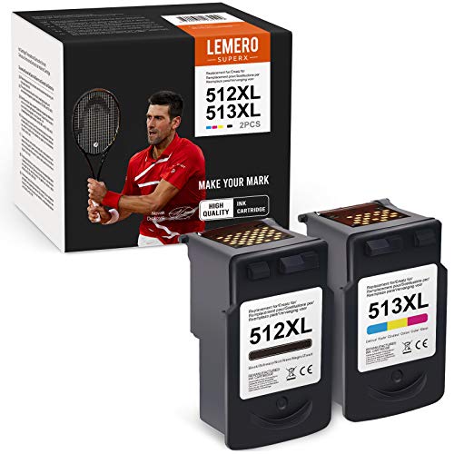 2 LEMERO SUPERX Cartuchos de Tinta XXL compatibles con Canon PG512 CL513