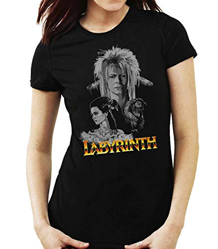 35mm - Camiseta Mujer Labyrinth - Dentro del Laberinto - Pelicula De Culto - 80's - Negro - Talla XXL