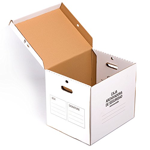 (4x) Cajas de Cartón con Tapa Automontable con Asas para Archivos Definitivos AZ (Lote 4 unidades) | TeleCajas