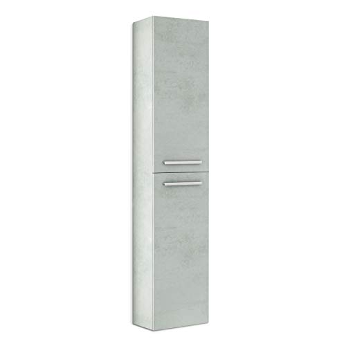 ARKITMOBEL 305460L - Mueble de Lavabo Athena, Columna de baño 2 Puertas Acabado en Color Cemento, Medidas: 30 cm (Ancho) x 150 cm (Alto) x 25 cm (Fondo)