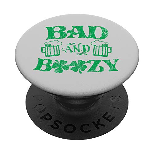 Bad & Boozy St Patrick's Shamrock Funny Party PopSockets PopGrip: Agarre intercambiable para Teléfonos y Tabletas