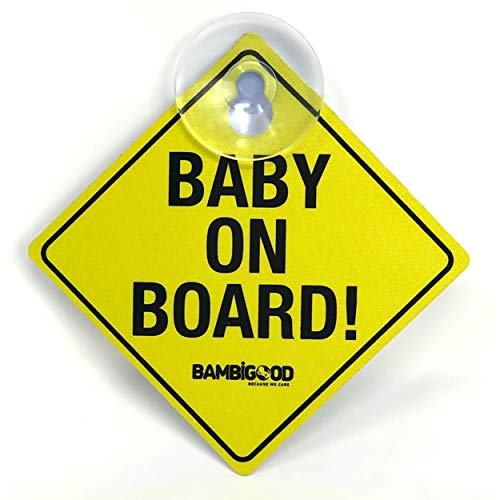 Bambigood Baby on Board de seguridad para niños de material ABS – Bebé a bordo con ventosa para coche, Baby on Board Ventosa, bebé a bordo para seguridad de niños