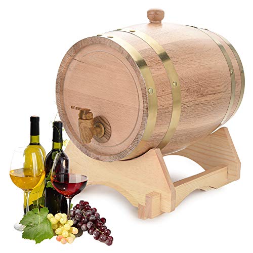 Barril de vino de madera de roble de 5 litros para puerto de ron de whisky de cerveza, dispensador de almacenamiento de vino de madera vintage para hogar y negocios