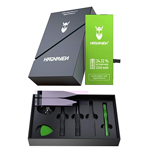 Batería Hagnaven® Li-polímero para Apple iPhone 6 | Batería Premium con Herramientas | Batería de sustitución más Potente | 2250 mAh | Celdas Mayor AUTONOMÍA