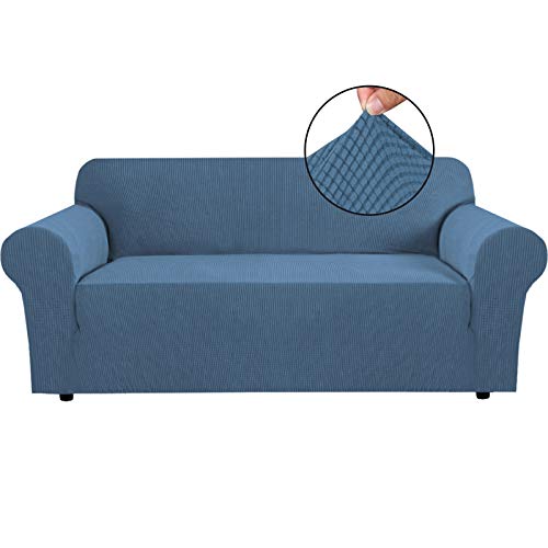 BellaHills Fundas de sofá elásticas Fundas de sofá de 3 plazas para Sala de Estar Fundas de sofá Fundas con Fondo elástico, Tela Jacquard Gruesa Suave Lavable (sofá de 3 plazas, Azul Polvo)